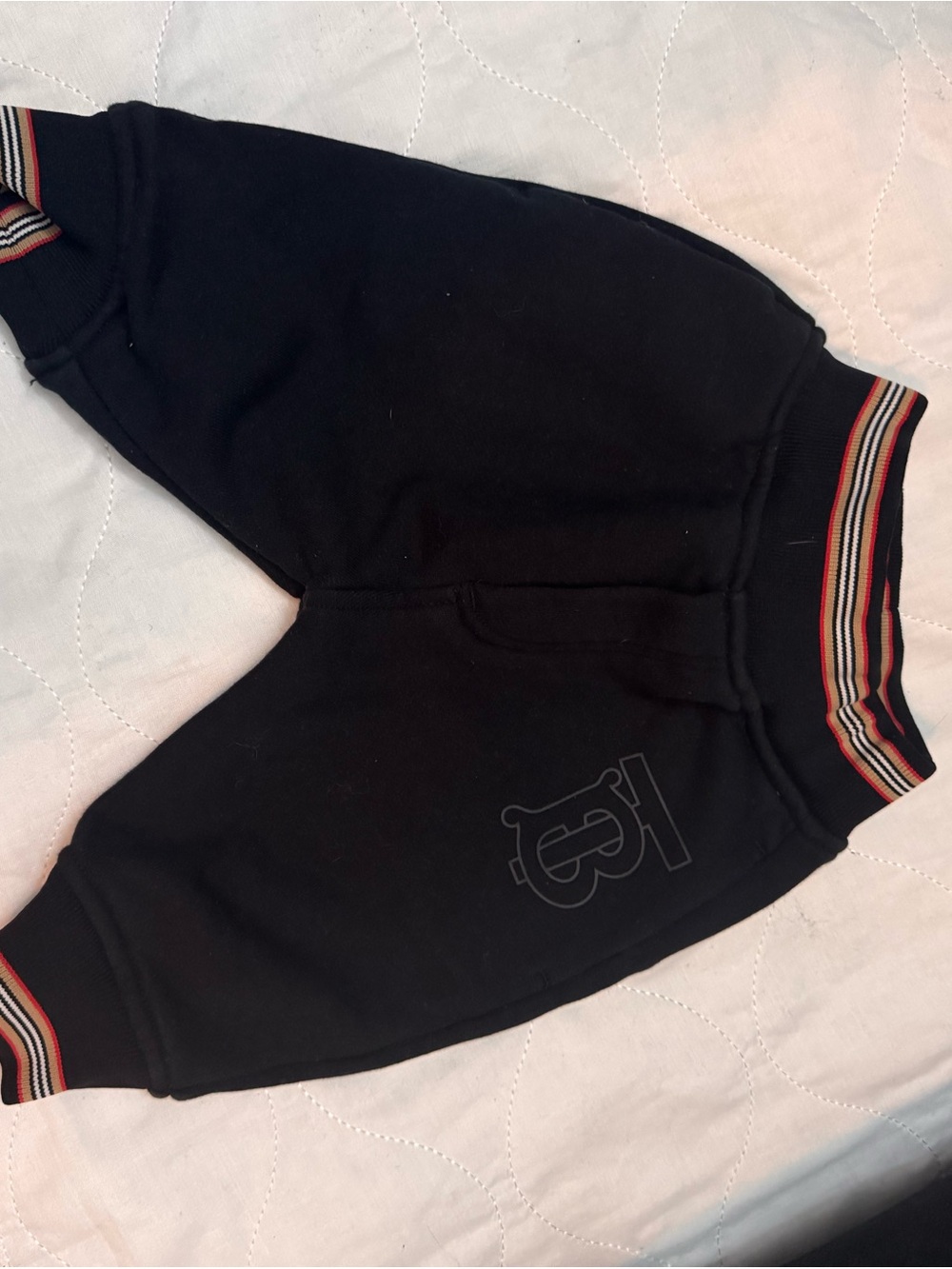 Burberry Black Sweatpants with Striped Waistband